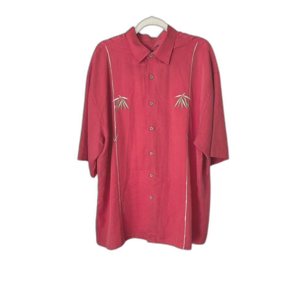 Bamboo Cay Men’s Hawaiian Shirt XL Red Bamboo Embroidered Camp Shirt